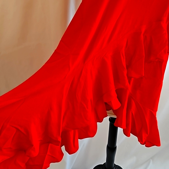 CeCe Candy Apple Red Ss dress w ruffle asymetrical front NWT - Picture 9 of 10